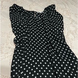 Black & White polka dot cap sleeve shell